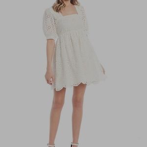 ♡NWT C&V white lace Eyelet Babydoll Dress M♡
